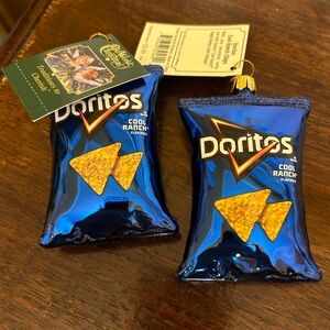 Doritos Cool Ranch Old World Christmas Tree Ornaments Glass Blue Bag Set of 2